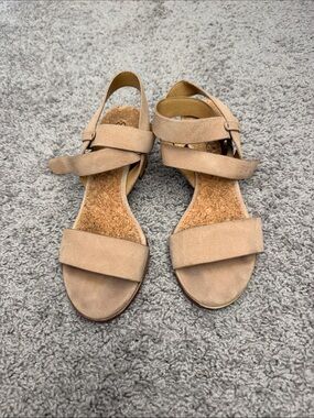 Splendid Tan Suede Crisscross Cork Footbed Sandals